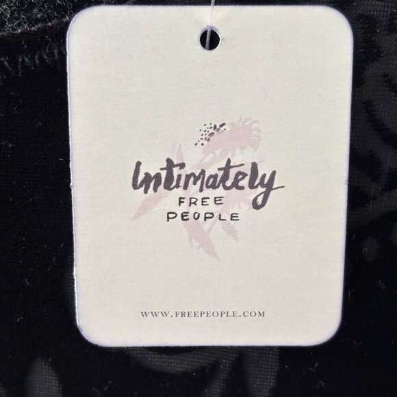 Free People Black Velvet Floral Sleeveless Bodycon Mini Dress Keyhole Back M - Picture 5 of 13
